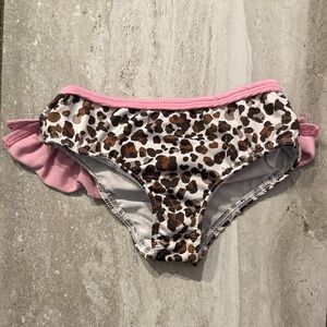 Kids Leopard Print Bikini Bottoms with Pink Trim